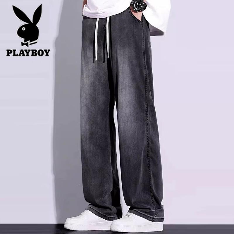 Playboy Men s Tencel Summer Loose Straight Jeans 3XL чёрный