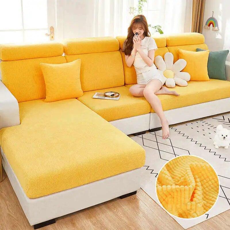 Livingroom Jacquard Sofa Cushion Cover Stretch Washable Removable Couch Covers Universal 1/2/3/4 Seat