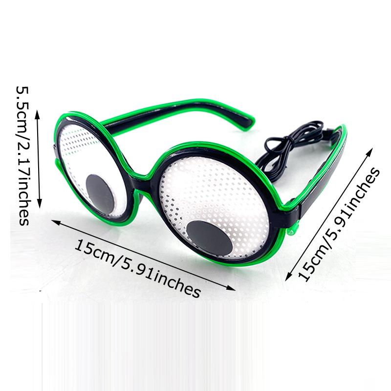 LED Lovely Eyeball Movable Glasses Neon Music Rave Fluorescent Party CHRISTMA DECOR Light Round Frame Funny Cartoon Glasses