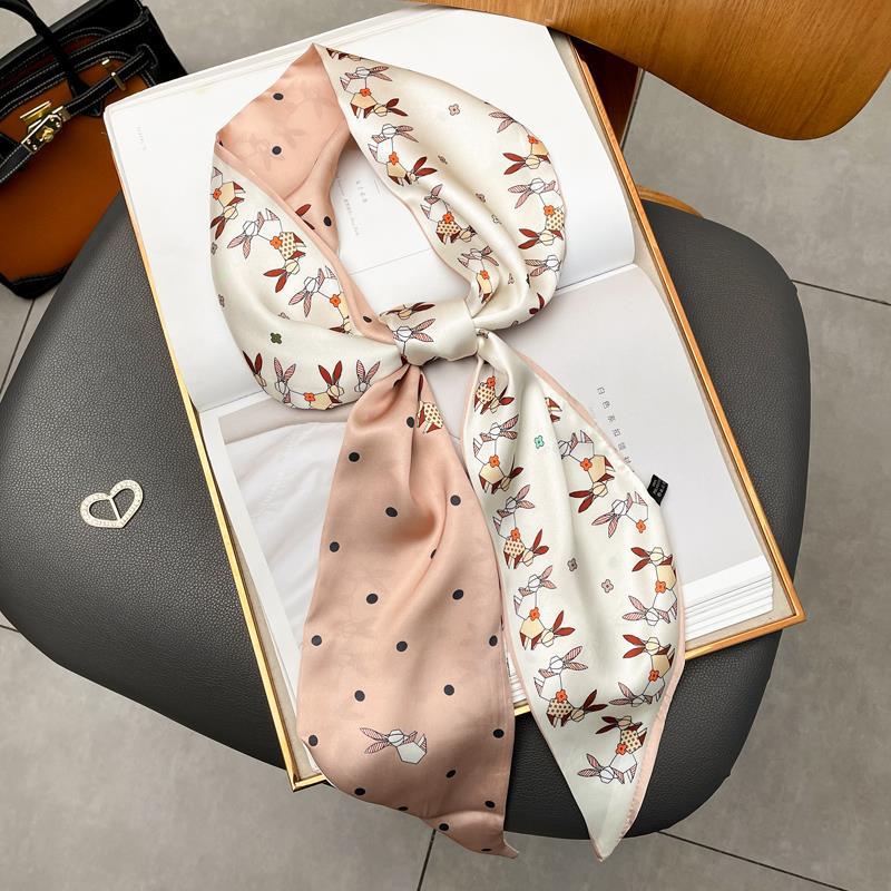 Luxury Long Silk Scarf Female Floarl Print Thin Narrow Scarf Bag Hair Band Ribbon Scarfs Women Neckerchief 15*150cm