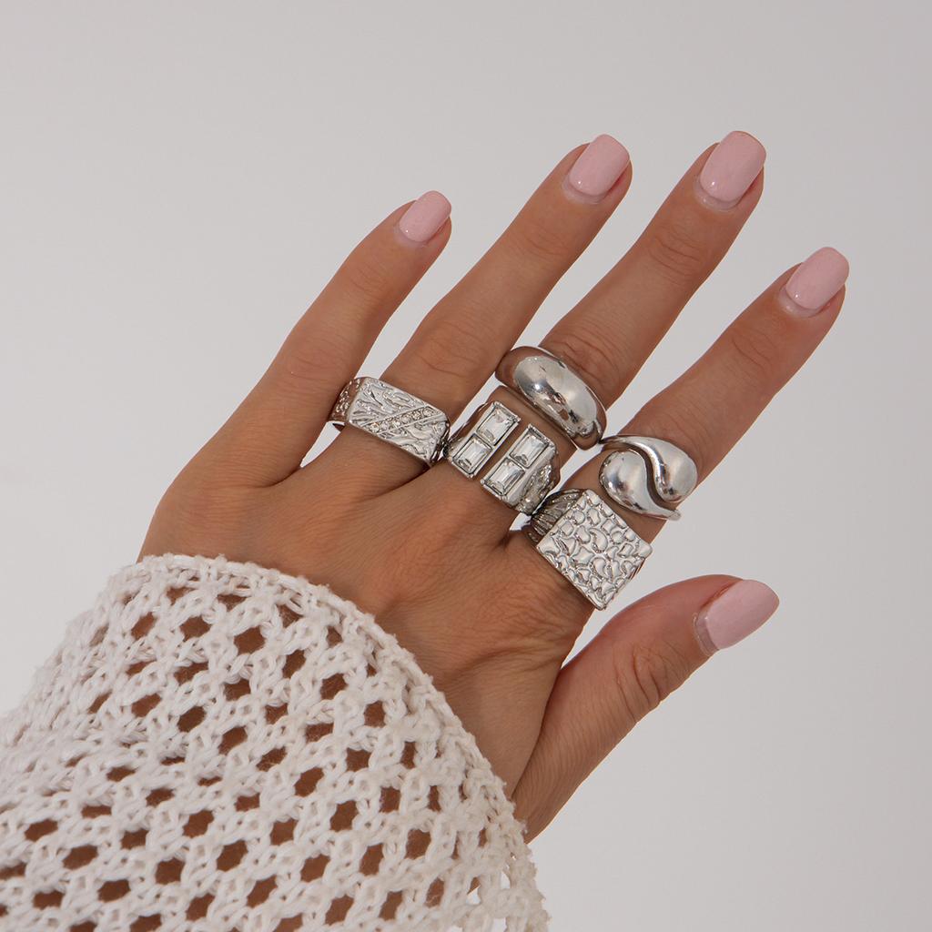 Creative Open Ring Set for Women Wedding Jewelry Trendy Elegant Gold Color Punk Vintage Geometric Adjustable Finger Rings