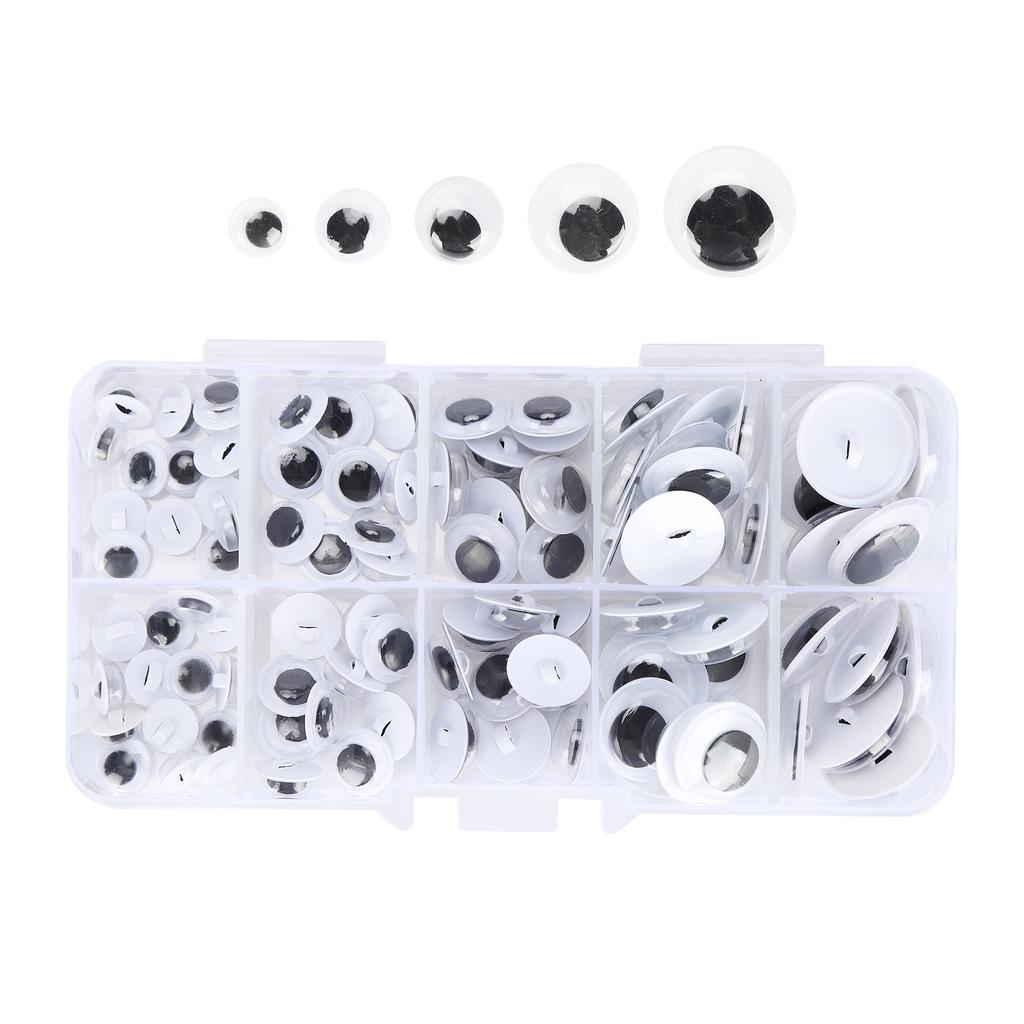 100Pcs Sew On Plactic Eyes Movable Black and White Assorted Size Kids DIY Craft Making Material