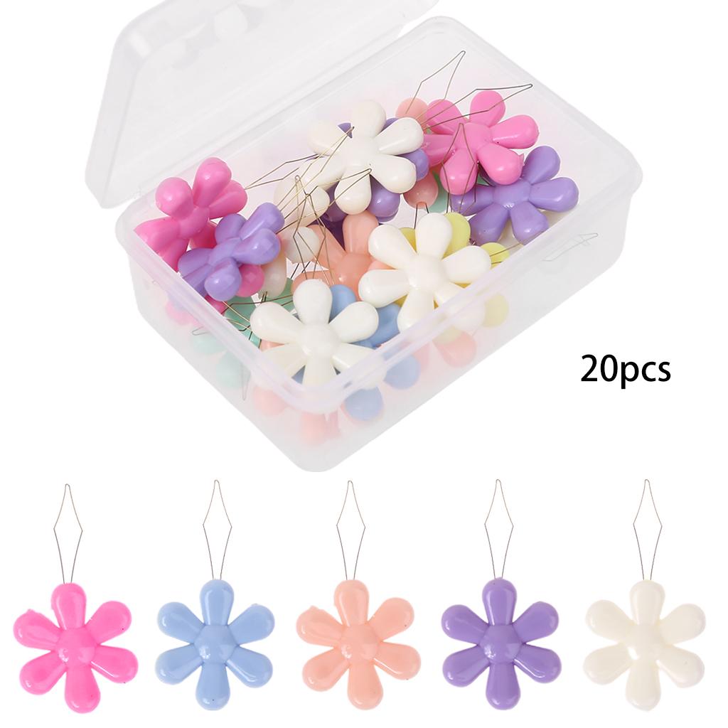20pcs/box Flower Shape Wire Loop Needle Threaders for Cross Stitch Embroidery Sewing Needlework Thread Guide