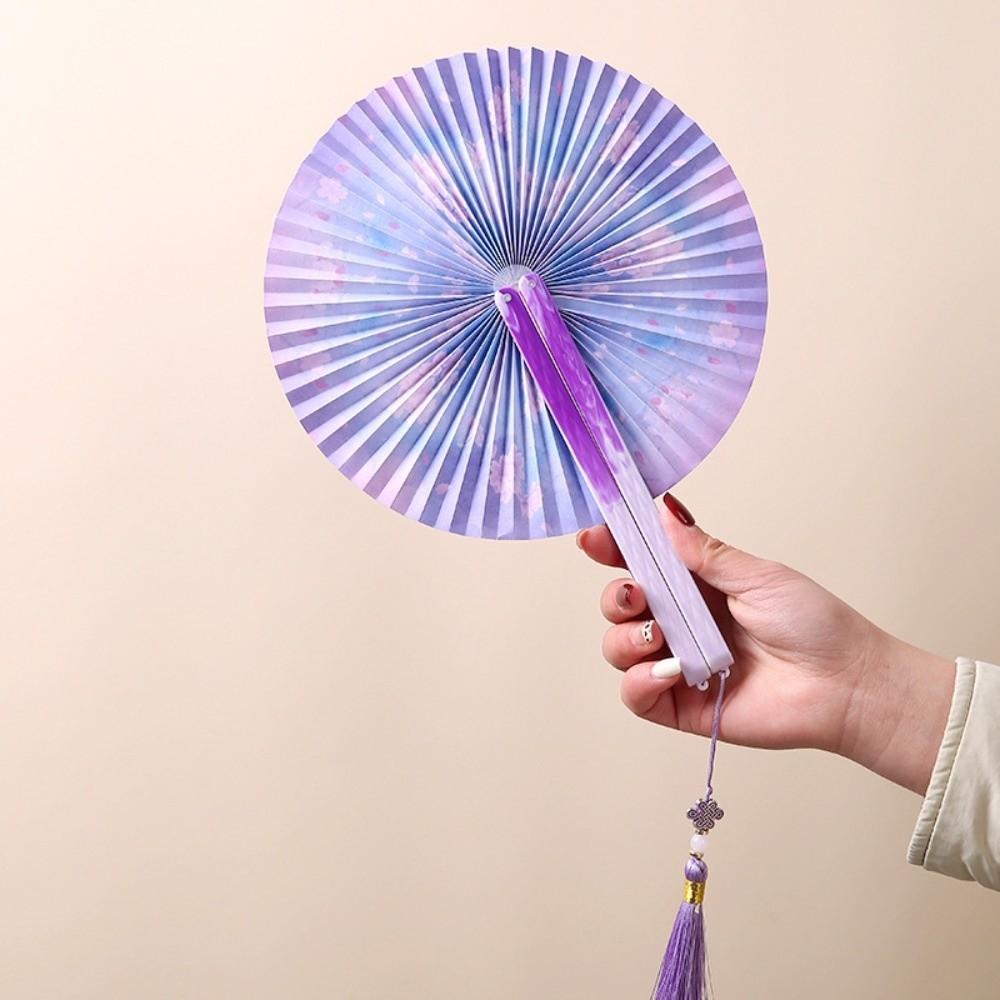 with Tassel Chinese-Style Shell Fan Magnetic Plastic Handle Retro Handheld Fan Home Decoration