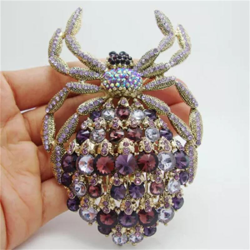 Vintage Women Girls Heavy Industry Crystal Animal Brooch Pin Fashion Luxury Shiny Boutique Rhinestone Badges Corsages For Lady