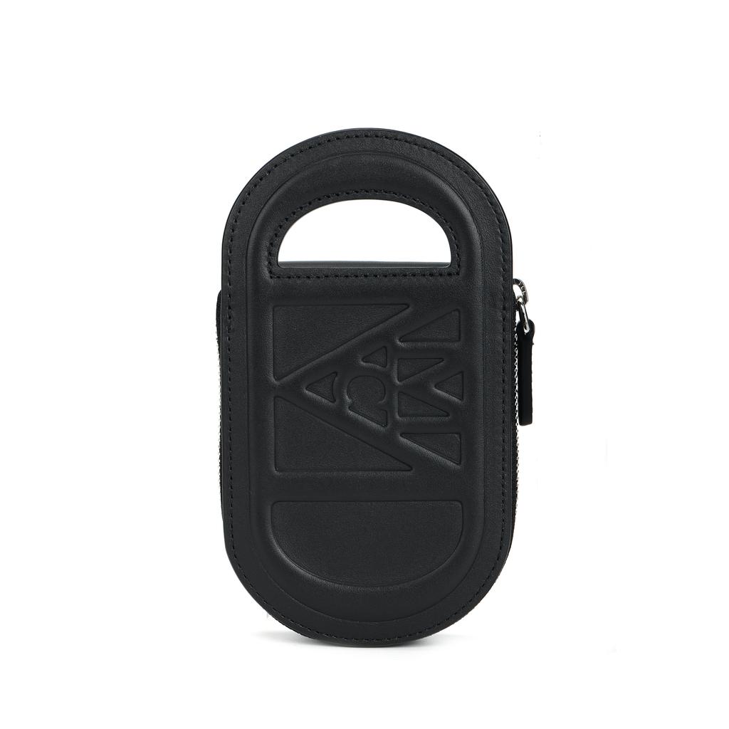 MCM Mode Travia Logo Geprägt Oval Abnehmbarer Schultergurt Leder Kartenhalter Damen Kartenhalter Schwarz MYADALD02BK001