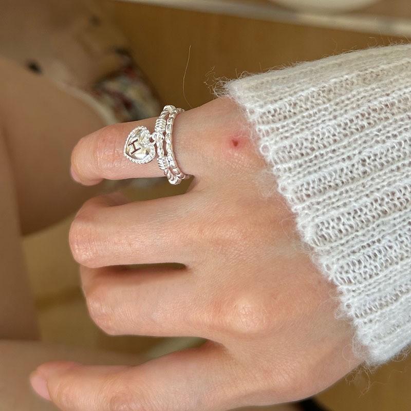 Sophisticated Heart Shaped Ring For Women Adjustable And Trendy Silver Plated Fashion Jewelry