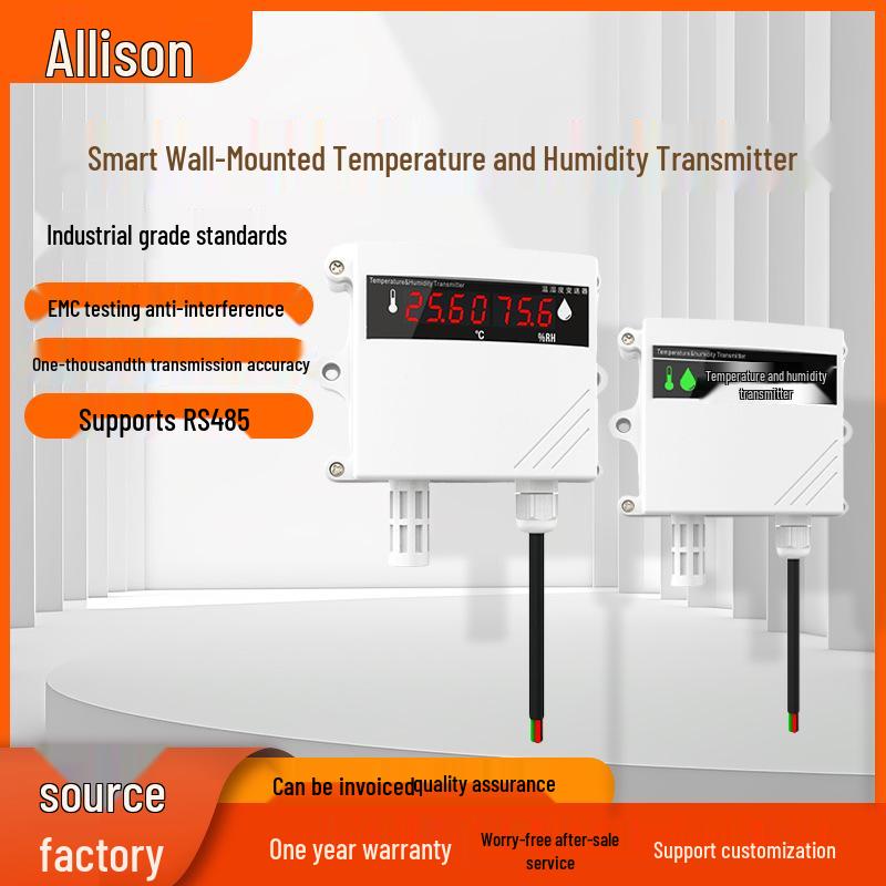 High-Precision RS485 Temperature & Humidity Wall-Mount Sensor with 4-20mA Probe for Greenhouses No
