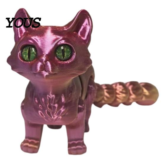 Handheld Decompression Toys 3D Printed Cat Toy, Articulated Movable Joint Figurine for Desk Fidget Office Decor, Cute Sensory Toy Kids Adults,