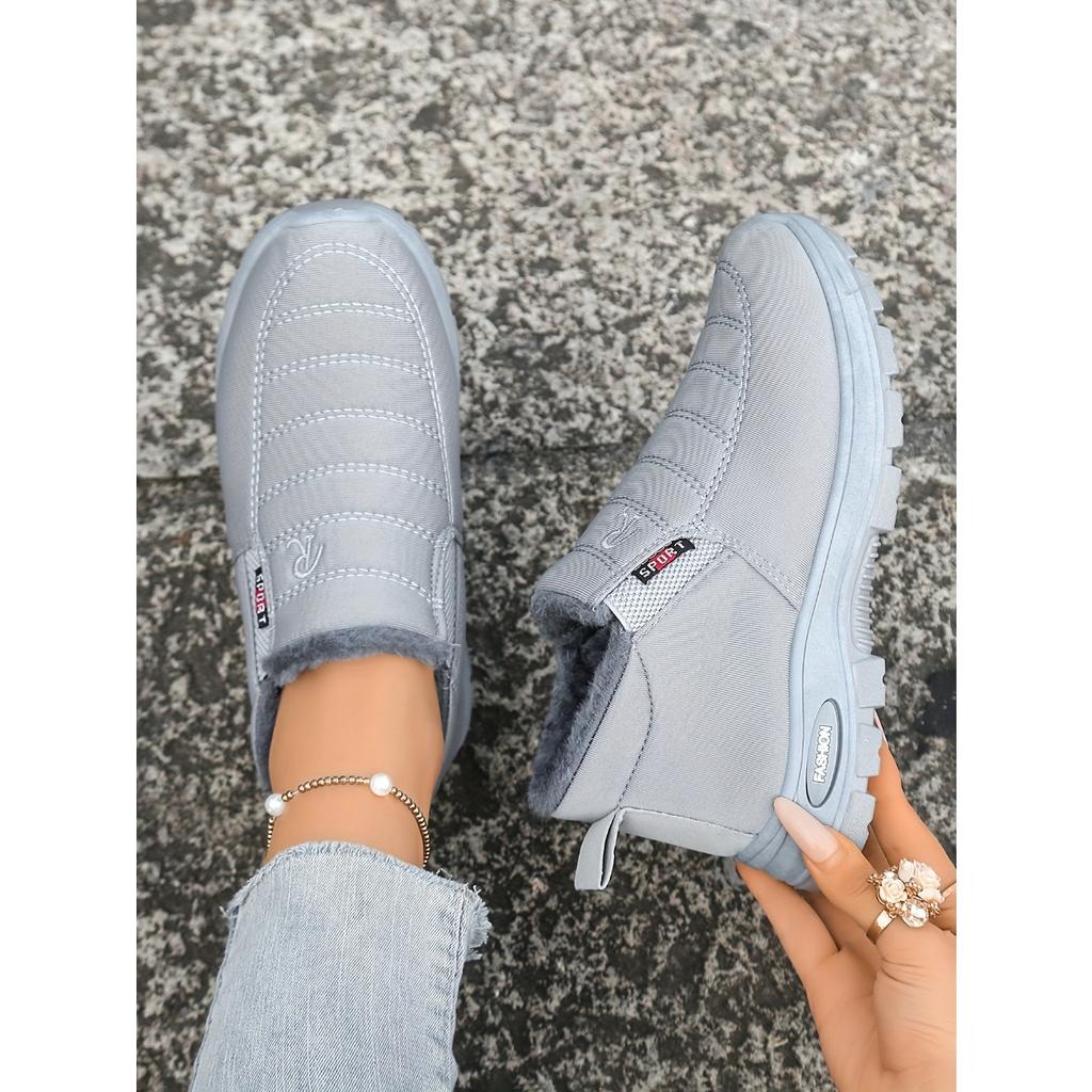 Women's Solid Color Fluffy Boots, Thick Soled Soft Soled Winter Warm Lining Boots, Non Slip Warm Short Boots