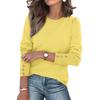 Womens Fashion Long Sleeve Button Cuff Soft Knit Pullover Trendy Tops Solid Color