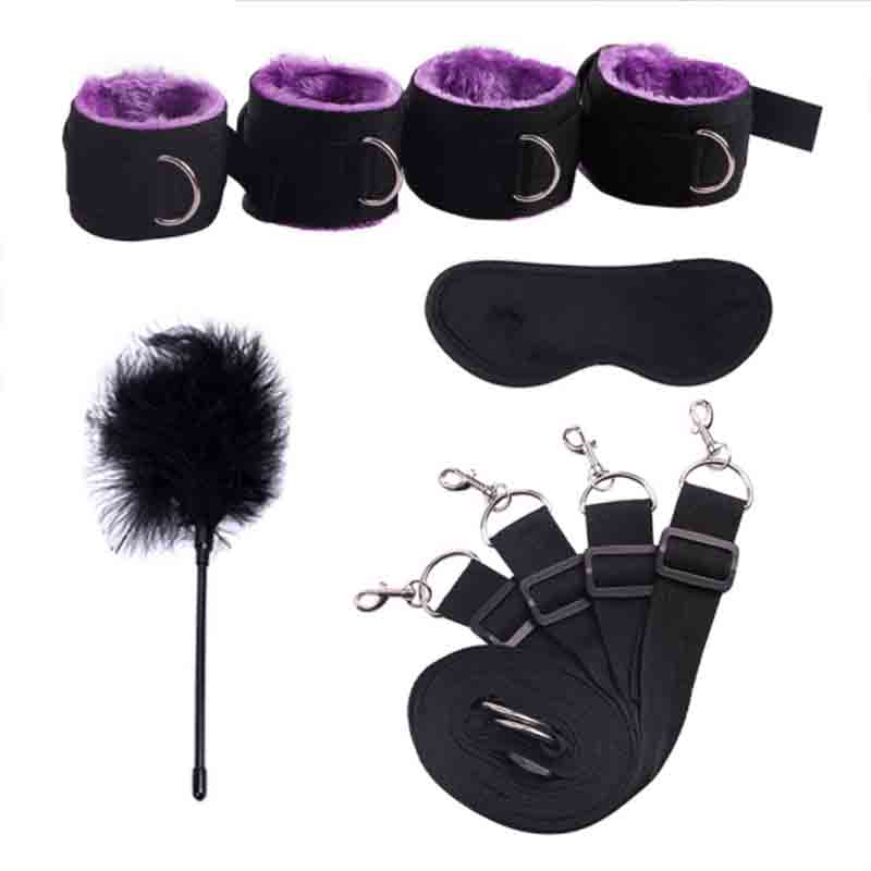 Sex Handcuffs With Mask and Flirting Feather Stick BDSM Bondage Set Under Bed Erotic Sex Toys for Women Couple Adult Game