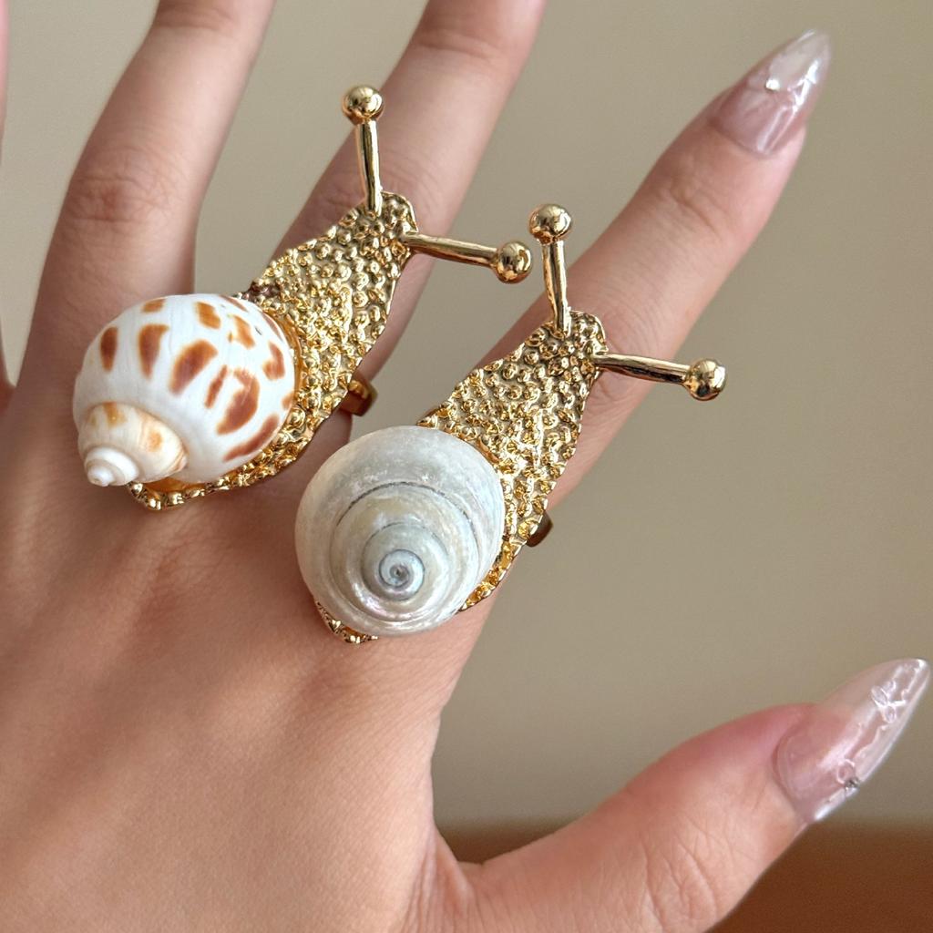 Snail Shell Rings With Natural Shell Design Bold Statement Jewelry For Beach Resort Style And Everyday Wear