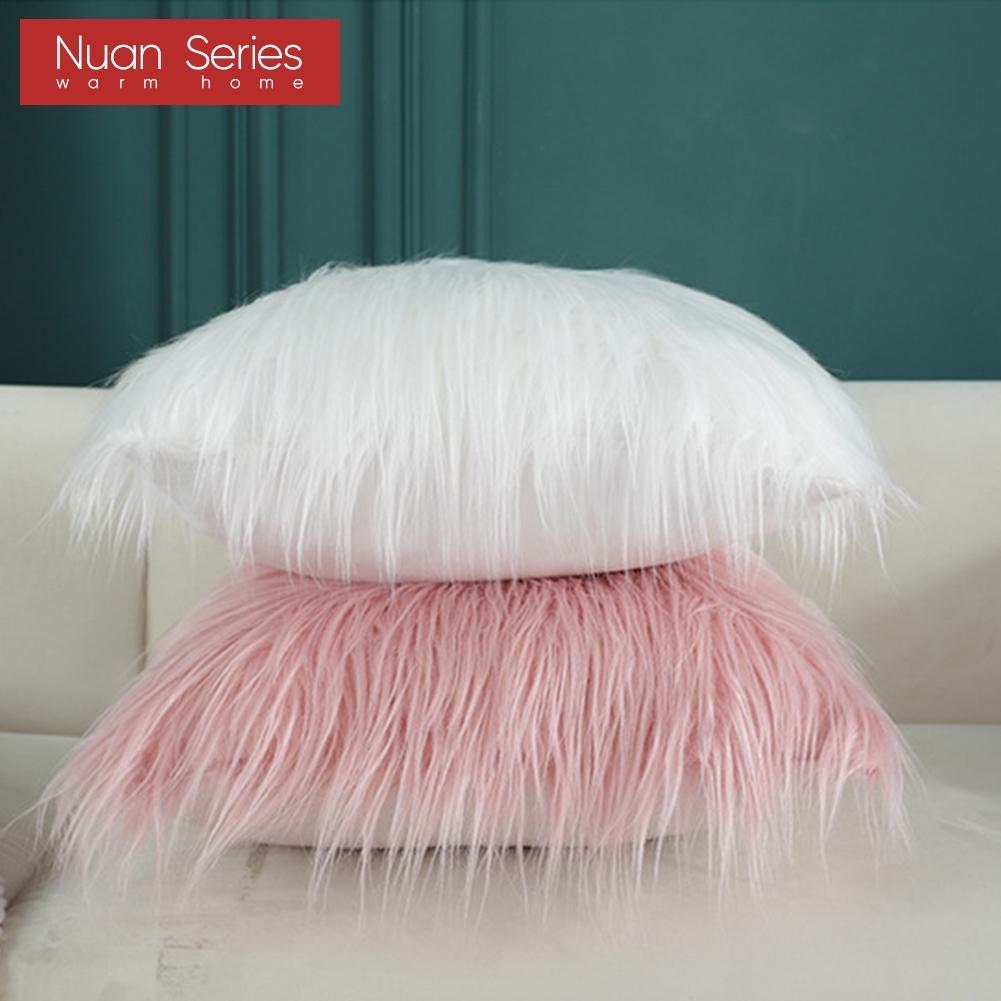 1PC Nuan Series Fashionable and Trendy Solid Colored Plush Comfortable Pillowcase for Car Sofa Office 45x45cm