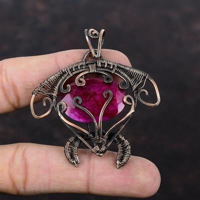 Faceted Keşmir Yakut Kolye Bakır Tel Sarılmış Kolye Bakır Takı El Yapımı Kolye Gerçek Değerli Taş Kolye Kadına Hediye Kaplumbağa Takı