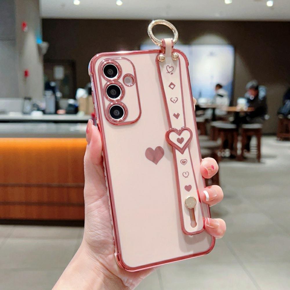 Für Samsung Galaxy A16 5G/A16 4G Hülle Armband Ständer Liebesherz TPU Handyhülle Fingerhalter