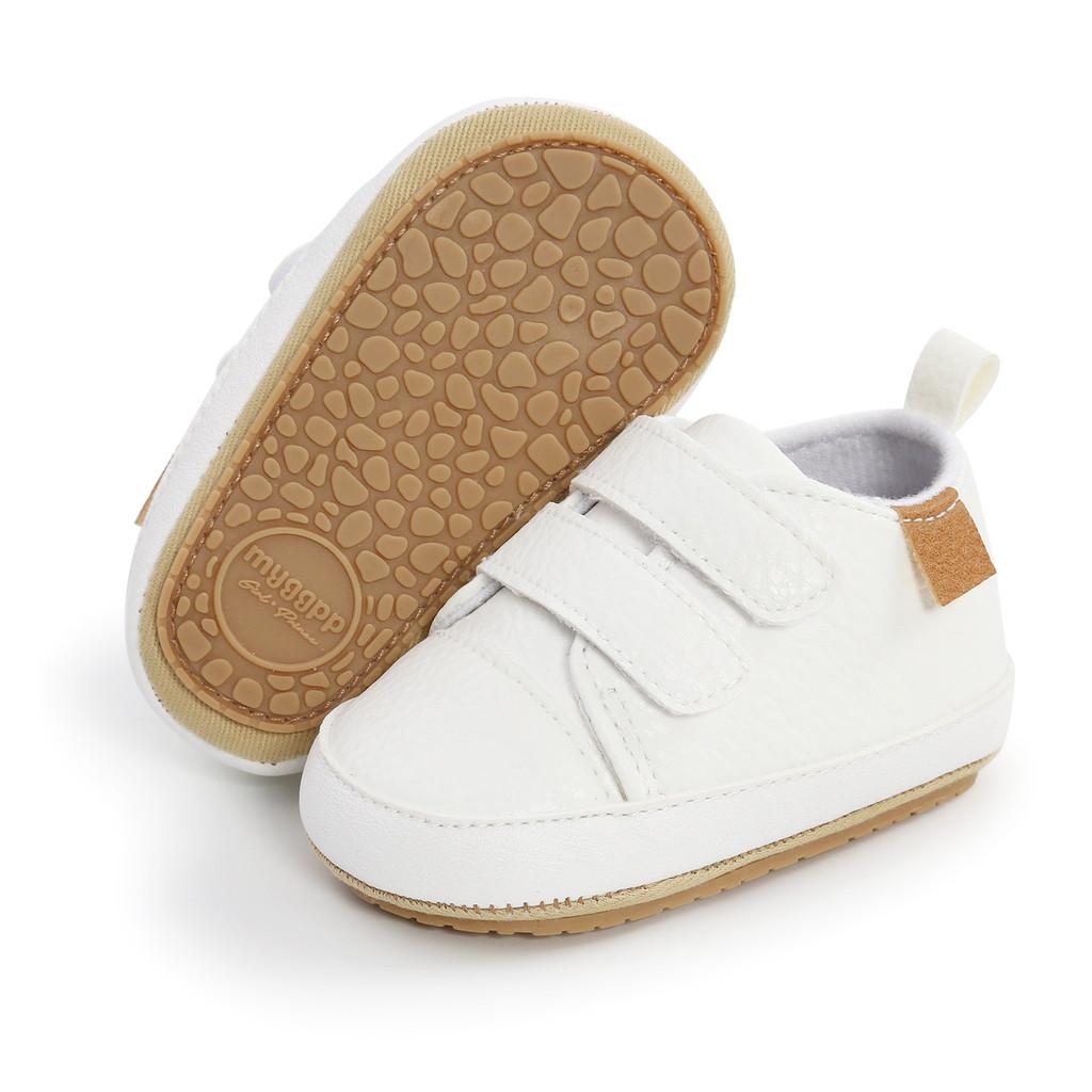 Baby Spring Autumn Breathable Leather Shoes With Magic Tape For Toddler Walkers White,11cm