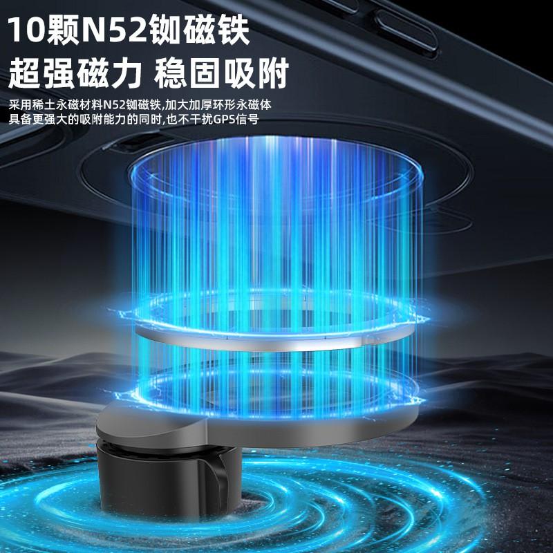Aluminum Alloy MagSafe Car Mount With N52 Strong Magnet Ring Head IPhone 12-16 17mm Ball Joint Compatible Anti-Shake Design