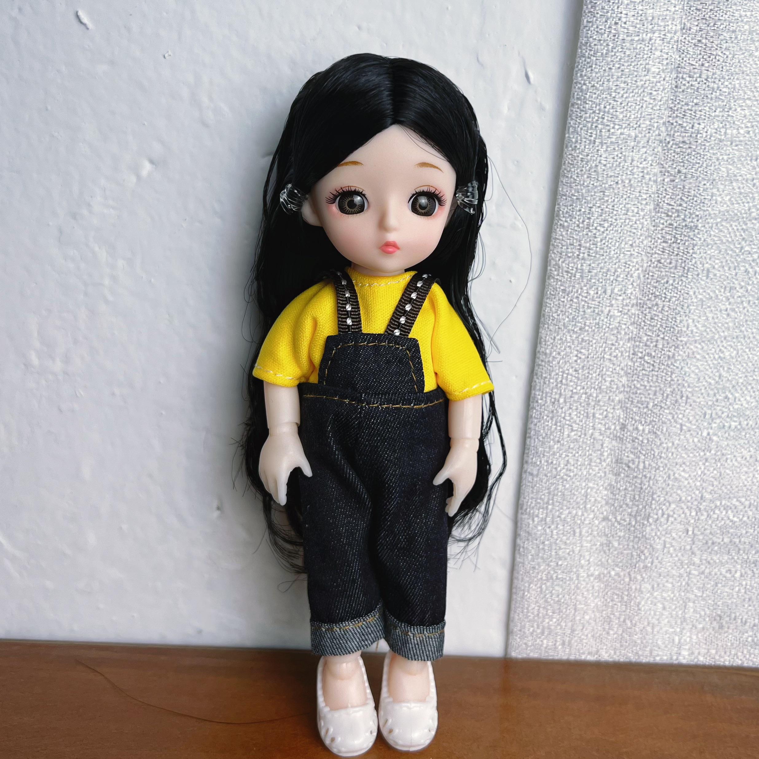 

16Cm Bjd Dolls For Girls 1/8 Bjd Doll Diy Plaything Doll With Clothes Dress Up Fashion Dolls 13 Movable Joint Baby 3D Big Eyes Munecas