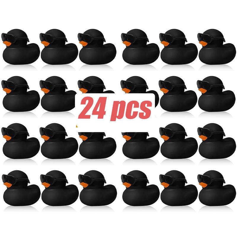 6122448Pc Black  Rubber Ducks With Sunglasses Sets Duck Toys Squeaky Rubber Ducks Cute Float Duckies For Party Favors