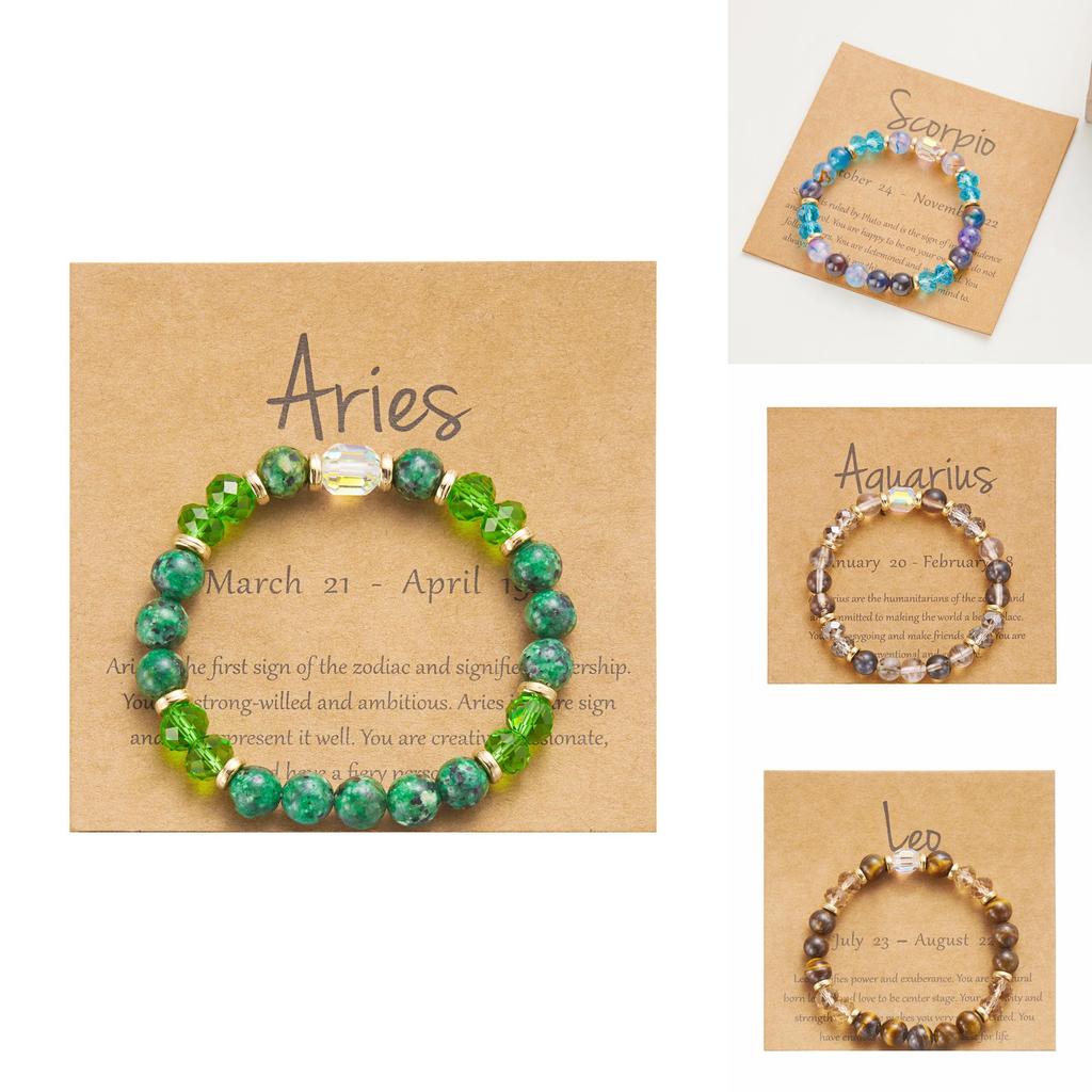 Twelve Constellation Colorful Natural Stone Crystal Beaded Bracelet Gift For Men And Women