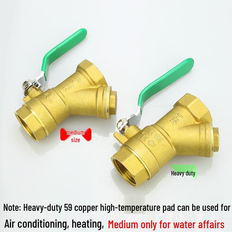 59 Messing Y-Typ Filter Kugelhahn Verteiler für Klimatisierung & Heizung, Vollkupfer, Verdickt, mit DN15, 20, 25, 32, 50.