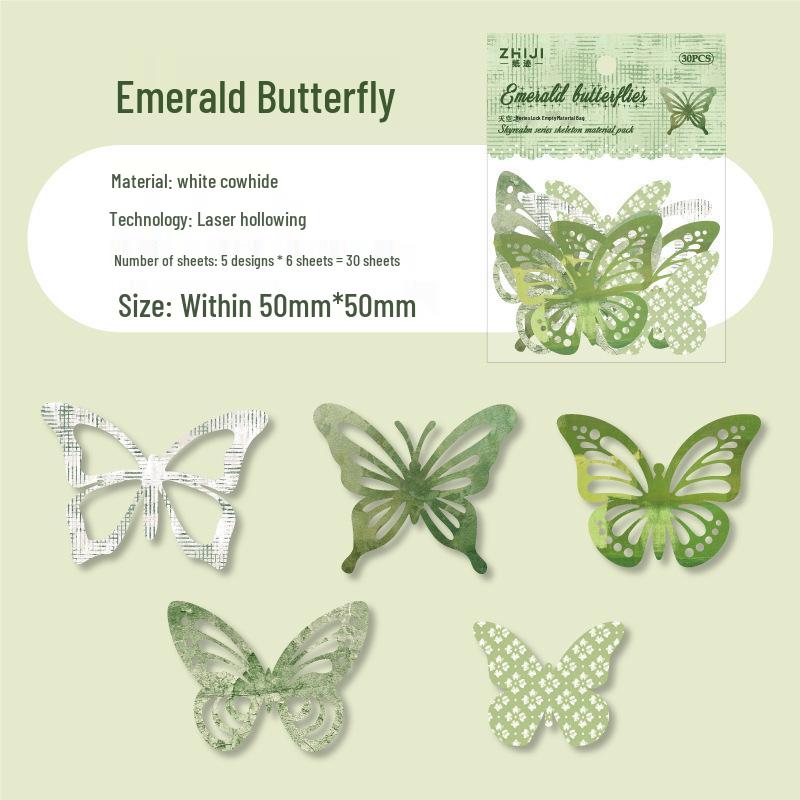 

Sky Realm Series: Paper-like White Kraft Paper Journal Material, 30 Sheets, Light Retro Design.