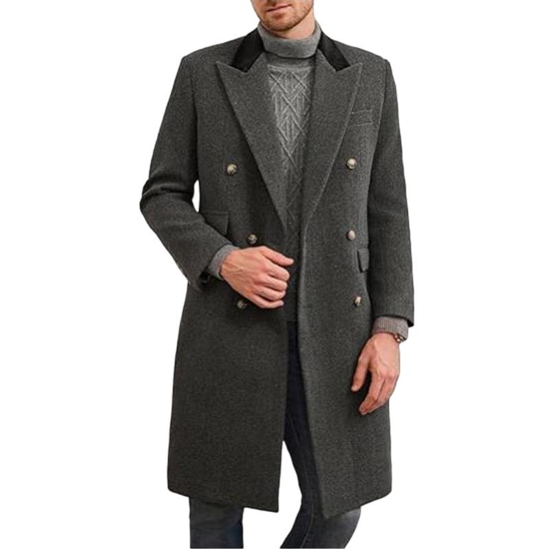 2024 European Plus Size Men's Woolen Coat - Casual Jacket for Stout Build