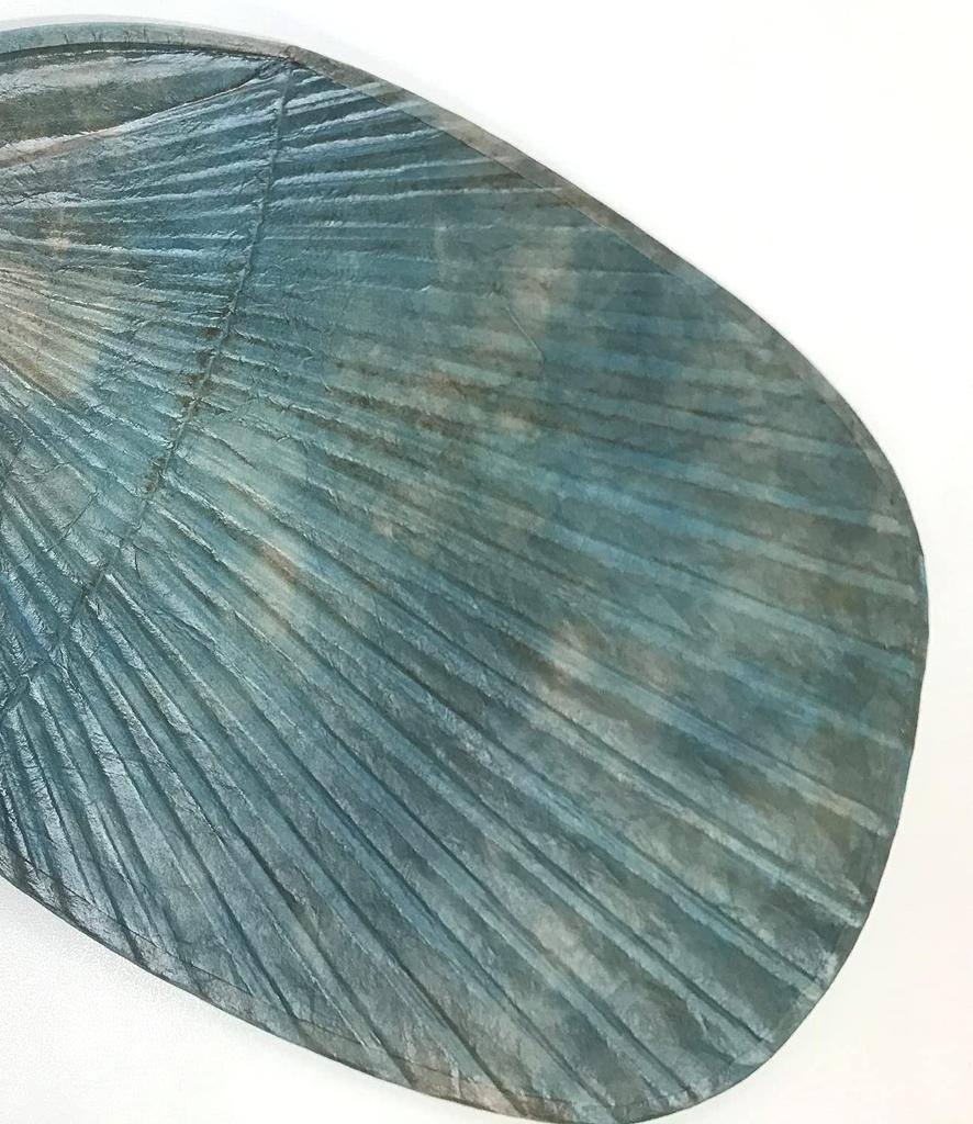 Shibu-Kaki Natur Gefertigt in Marugame Uchiwa Fächer, Gerbstoff, Bambus, Japan, (blau)