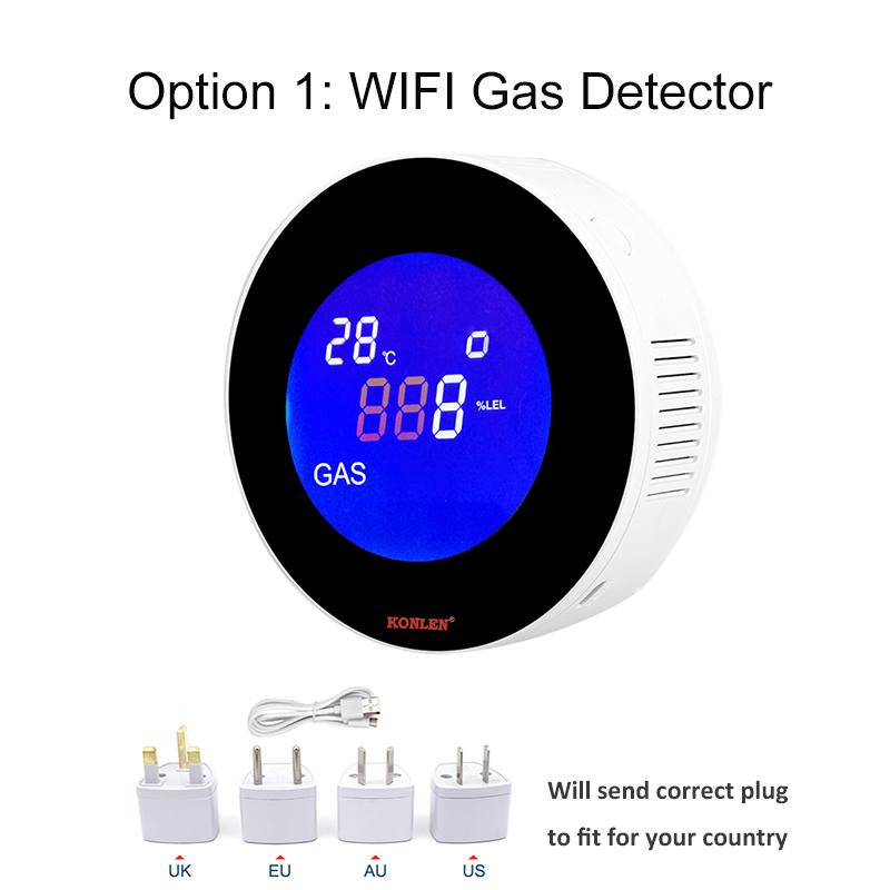 WIFI Tuya LPG Natural Gas Detector with Electric Solenoid Valve Automatic Smart Control Shut Off Methane CH4 Leak Alarm Sensor Gas Detector