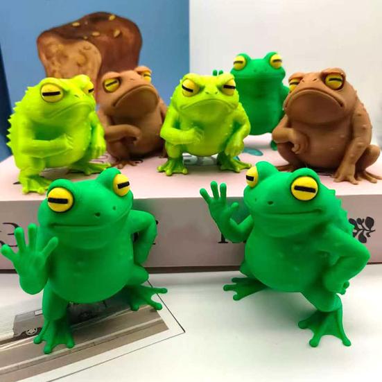 Figura de Sapo Impresa en 3D Divertida Linda Sapo Decoración de Escritorio Animal Coleccionable Escultura para Decoración de Estante de Hogar Oficina