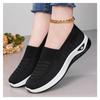 Women's Large-Size Flat Shoes – Fly-Knit Breathable Casual Slip-Ons, Solid Color Versatile Mother's Shoes