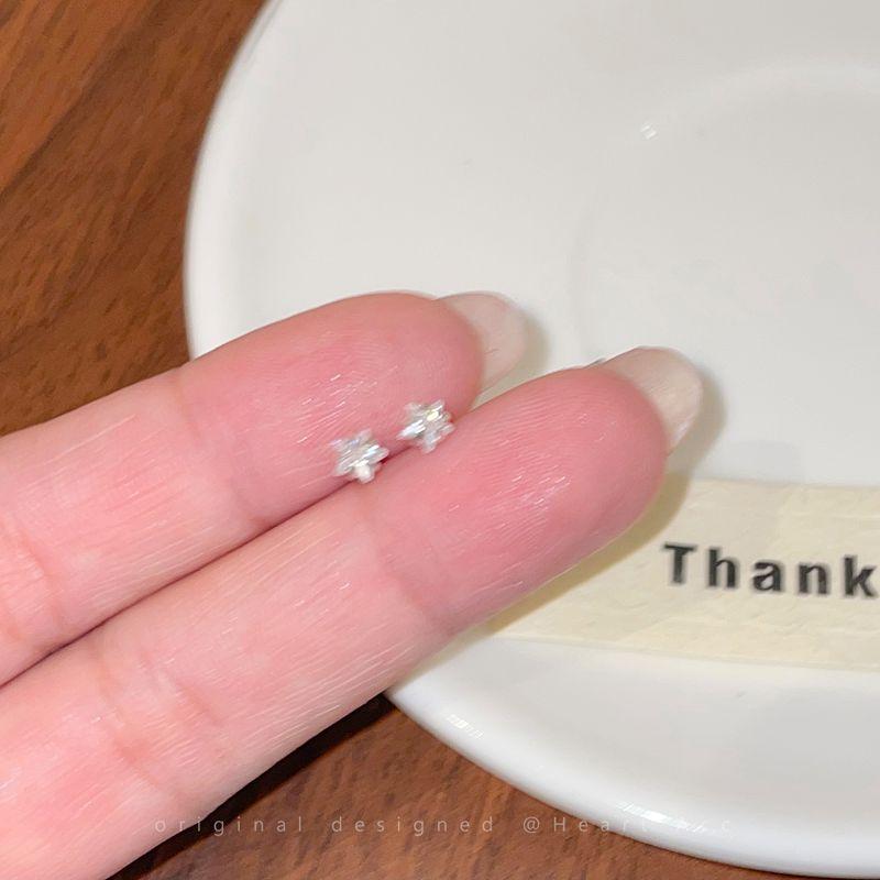 

S999 Sterling Silver Star Zircon Stud Earrings for Women Sleep No Need to Take off Ear-Caring Stud Earrings 2025 New Arrival Classy Delicate Earrings 4mm star earring-S925 Silver Needle