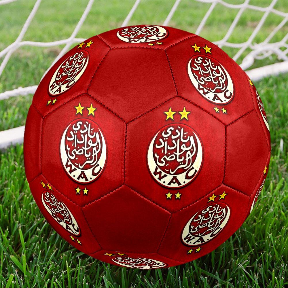 Wydad AC Size 5 Soccer Ball, Machine-Stitched PVC, Durable & High Bounce, All Ages Fit, Fan Merchandise, Matches & Outdoor Use.