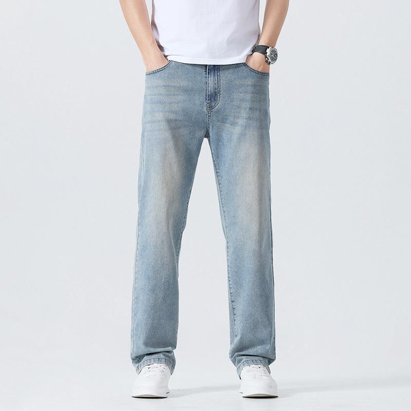 American Retro Jeans Men Loose Straight Slim Summer Thin Pants Men
