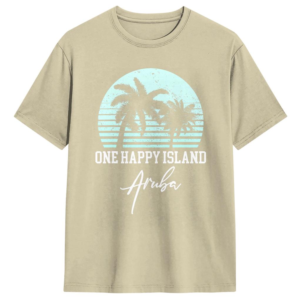 Aruba One Happy Island Souvenir TShirt Leisure TShirts ShortSleeved Awesome Tshirt Summer Cotton Oversized Top Tees