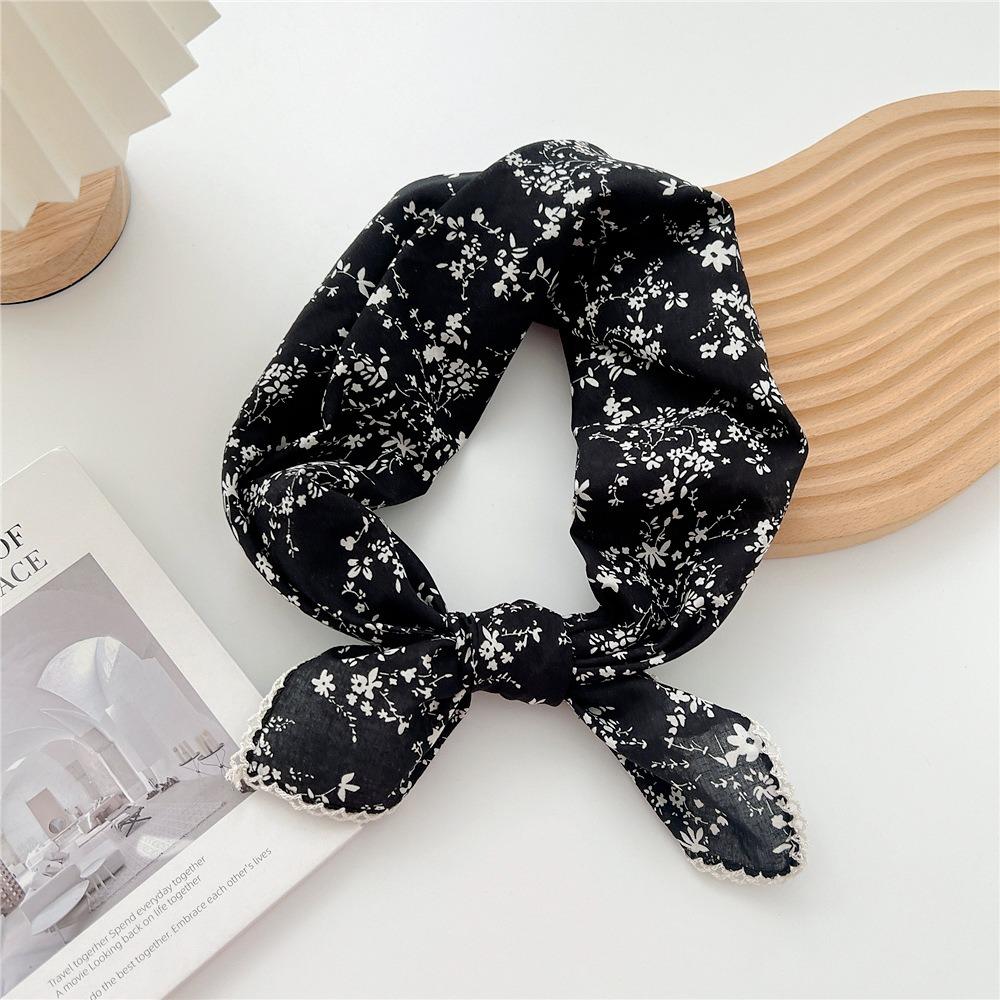 Floral Cotton Linen Print Scarves Scarf Hair Band Square Handkerchief  Scarf Accessories