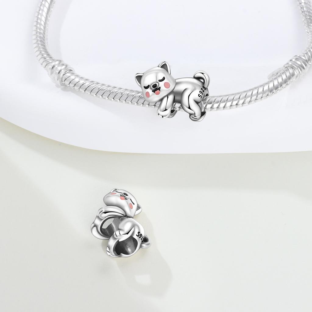 Copper Koala Puppy Sleeping On Her Tummy Chain Charms Beads Pendant For Original Bracelet Woman Girl Jewelry