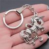Elephant Horse Animal Duo Pendant Antique Bronze Metal Keychain with 30mm Ring for Students Hot Sale