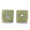 10Pcs 12mm Sage Silicone Alphabet Letter Beads 26 English Letter Baby Name Beads Teething Pacifier Chain Silicone Baby Teether