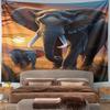 "Elephants at Sunset in Savannah" Pattern Wall Hanging Tapestry Decorative Tapestry Home Decor for Bedroom and Living Room