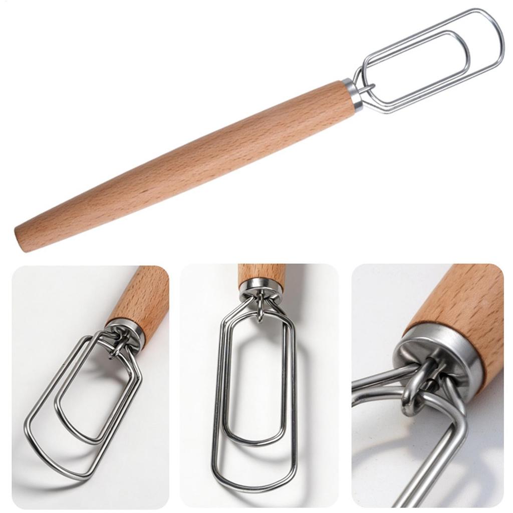 Dänischer Teigbesen Edelstahl Holländischer Brotteig Handmixer Holzgriff Küchenbackwerkzeuge Handwerklicher Mixer Kuchenwerkzeuge