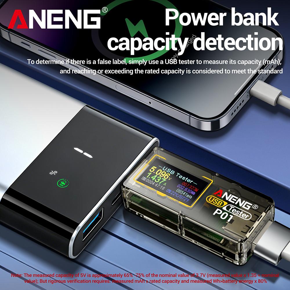 P01 Multifunctional Fast Charging Tester, DC 4–30V USB Tester, Voltage, Current and Capacity Tester