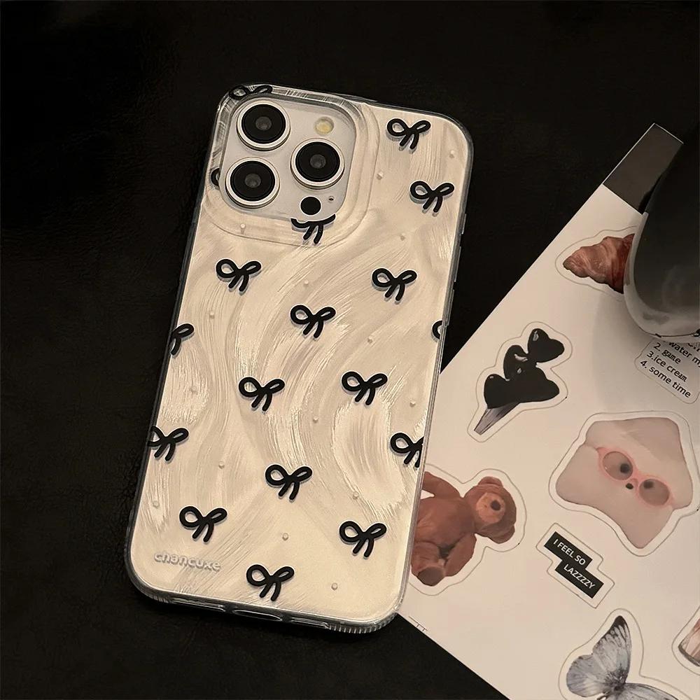 Luxury Bow knot Pattern Phone Case For iPhone 17 16 15 14 13 12 11 Pro Max XS X XR Plus Mini SE 2020 2022
