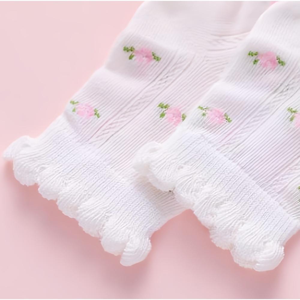 5 Pairs of Girls' Summer Thin Socks, Children's Lace Butterfly Breathable Mesh Socks