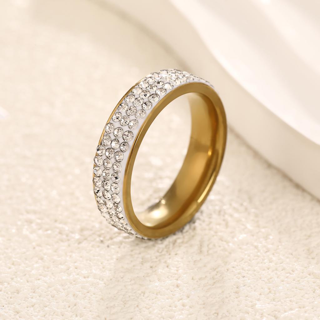 3/5 Row  Ring  Stainless Steel Wedding Engagement Rings For Women Men Jewelry Gift