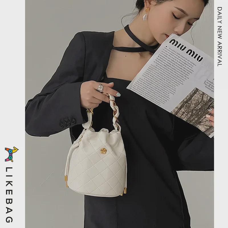 Geantă tip găleată de lux pentru femei Camellia Fragrance Style 2022: Geantă de mână, geantă de umăr, messenger, accesoriu cu lanț cu diamant