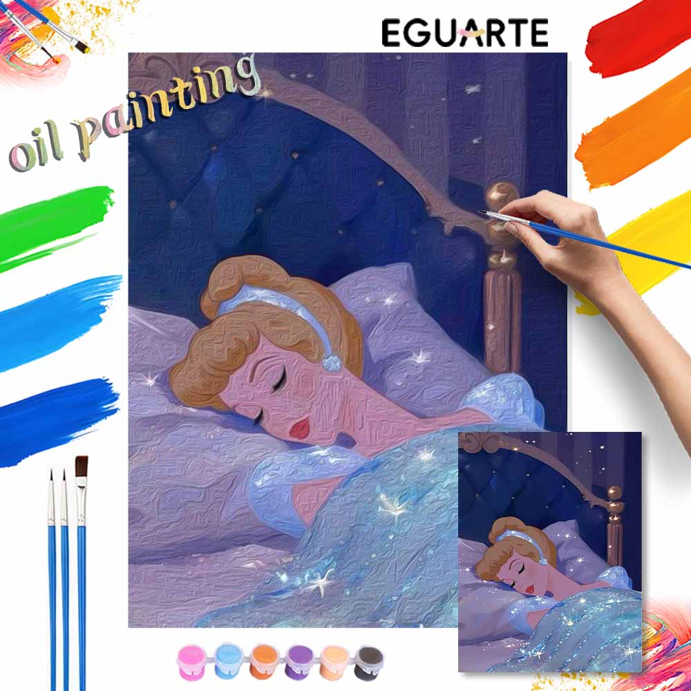 Disney DIY Sleeping Cinderella Oil Painting Art Painting Kit Home Wall Decor Handmade Gift for Room Aesthetic Modern Art Craft Decor