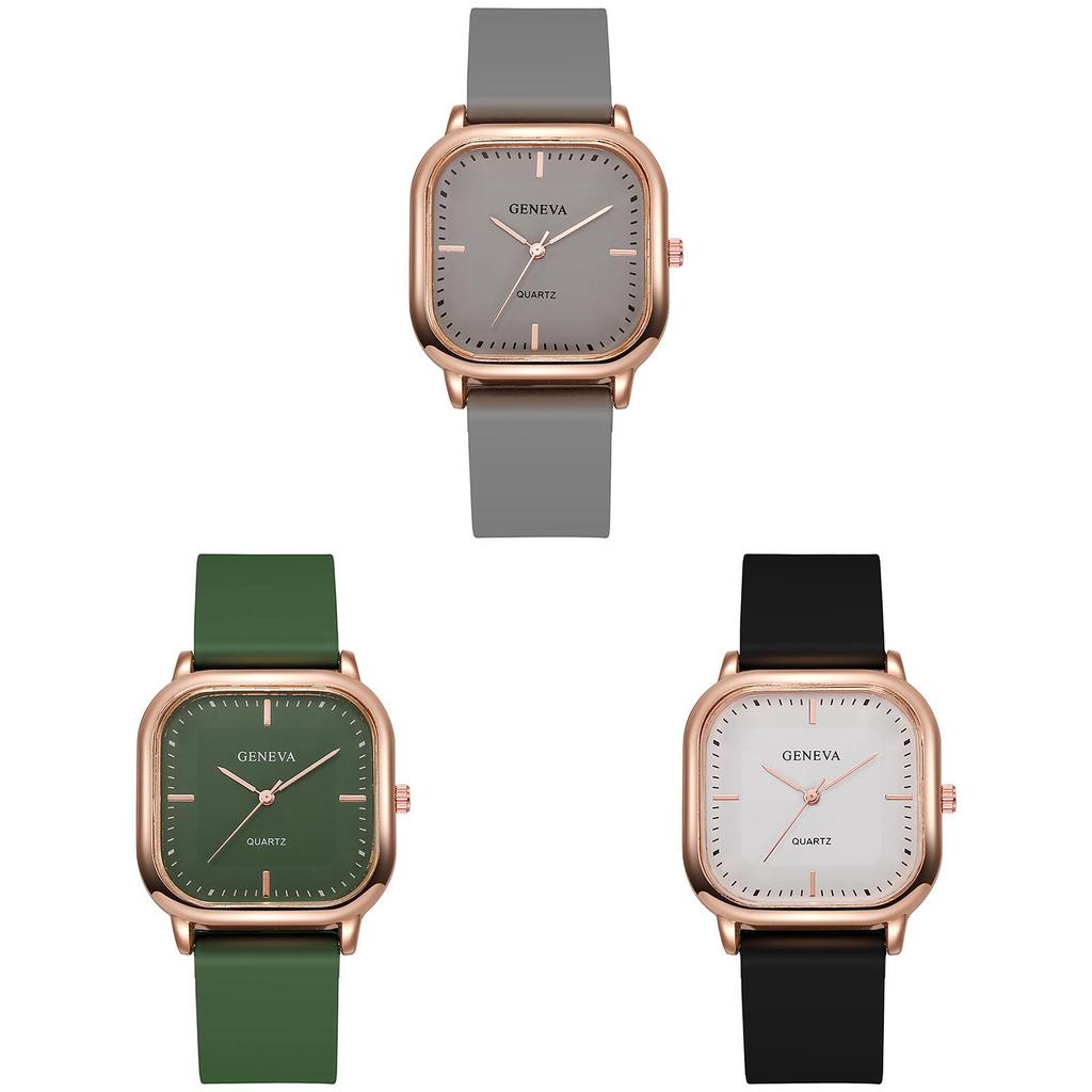 Minimalist Square Quartz Watch For Women With Silicone Band And Rose Gold Finish For Daily Wear