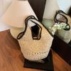 Summer New Fashion Straw Handheld Shoulder Bag Large Capacity Bucket Bag Versatile Beach Straw Bag